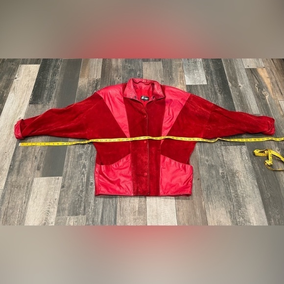 Comint 1980’s RED Leather Suede Snap Front Jacket Coat Sz L Argentina vintage - Picture 8 of 13